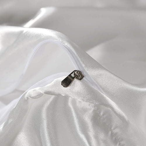 Erosebridal Hotel White Duvet Cover Full Silk Like Satin Bedding Set Adult Reversible Quilt Comforter Cover Honeymoon Sexy Luxury Soft Lightweight Brushed Bedspreads for Farmhouse Room Decor thumbnail 5