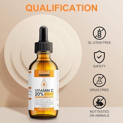 Premium 20% Vitamin C Serum For Face with Hyaluronic Acid, Retinol & Amino Acids - Boost Skin Collagen,Hydrate & Plump Skin, Anti Aging & Wrinkle Facial Serum 60ml thumbnail 7