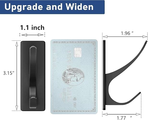 pickpiff Self Adhesive Coat Hooks for Hanging: Heavy Duty Stainless Wall Hook for Towel, Backpack, Hat, Sturdy Metal Hanger for Bathroom, Bedroom, Door, 4-Pack, Matt Black thumbnail 2