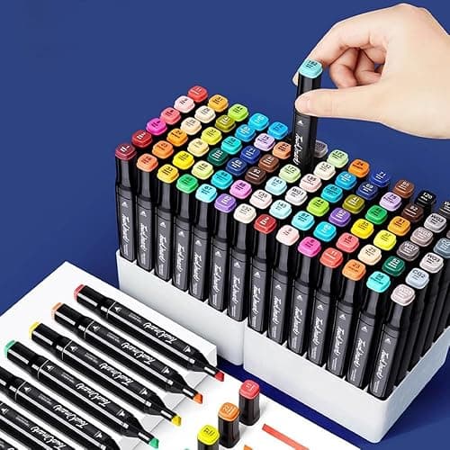 STATIONERY ISLAND Alcohol Markers Set 80 Colours, Alcohol pens Dual Tips, Colouring Pens with Carrying Bag, Graphic Marker Pens for Artist, Twin Markers Art Pens for Drawing thumbnail 8