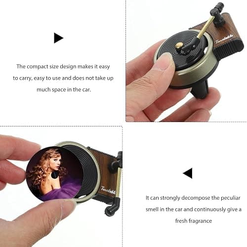 Yharnamite 2 Pcs Taylor Car Air Fresheners Vent Clips with 14 PCS Album Cover Air Fresheners, Retro Style Record Player Air Freshener Car Accessories Decoration, Music Lovers Gift thumbnail 3