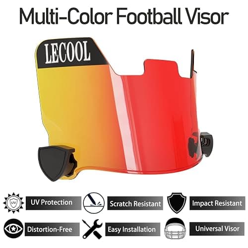 LeCool Multi-Color Football Visor,Enhance Your Game -Fits Adult & Youth Football Helmets thumbnail 2