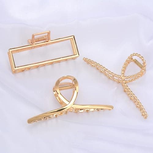 Parcce 4 Pack Large Metal Hair Clips for Thin to Thick Curly Hair, 4.3 Inch Big Nonslip Gold Color Clamps, Perfect Fashion Jaw Claw Hair Styling Accessories for Women and Girls, Christmas Gifts thumbnail 7