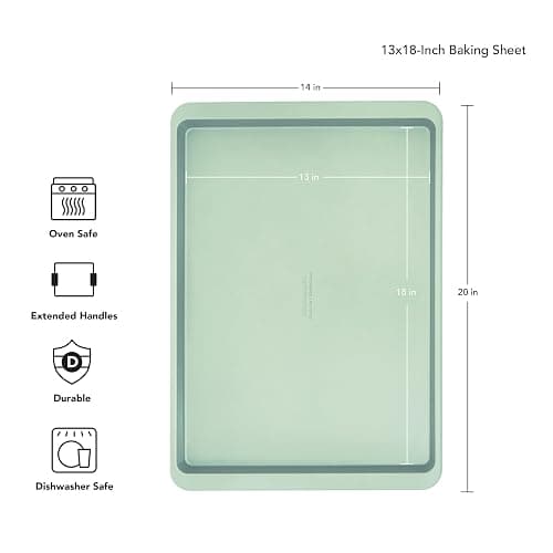 KitchenAid 13x18in Nonstick Aluminized Steel Baking Sheet, Pistachio thumbnail 3
