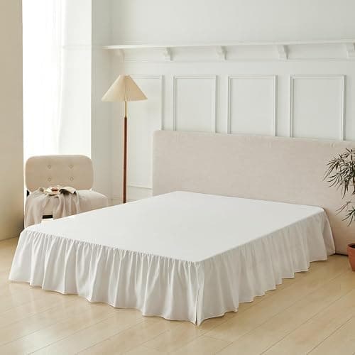 Bed Skirt Full Size Ruffled Bed Skirt with Split Corners, Full Bed Skirts 22 Inch Drop with Platform, White, 22'' Full - Image 1
