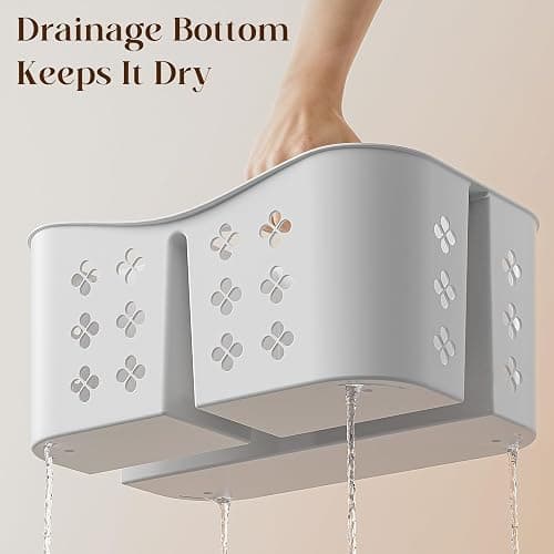 Portable Shower Caddy with Handle, Large Capacity Shower Basket Organizer, Quick-Drain Bathroom Storage Tote, Durable Plastic Shower Organizer for College Dorm, Beach, Gym, Travel Essentials, White thumbnail 4