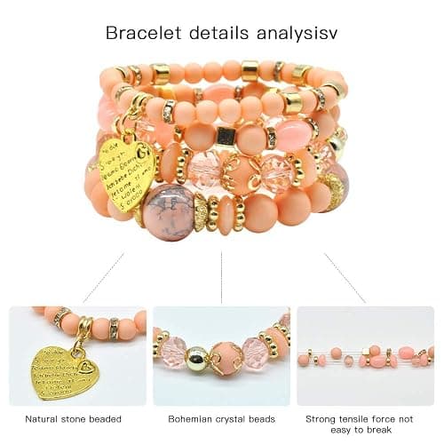 Bohemian Bracelet Sets for Women - 6 Sets Stackable Stretch Bracelets Multi-color Boho Jewelry for Women Hippie Bracelets Dainty Jewelry thumbnail 3