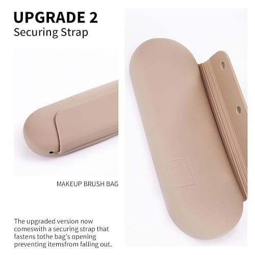 AGIKET Silicone Makeup Brush Holder Travel Cosmetic Bag：Soft Portable Cosmetic Face Brushes Holder with Upgrade Anti-Fall Out Magnetic Closure, Large Travel Makeup Brush Case - Walnut thumbnail 3