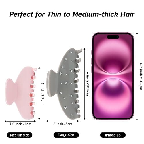 MAORULU Medium Cute Acetate Hair Claw Clips for Women Girls, 3 Inch Pink Claw Clips for Thin & Medium Thick Hair, Durable French Banana Clip with Gift Box, Celluloid Accessories (Pink) thumbnail 2