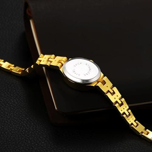 JewelryWe Oval Dainty Gold Watches for Women Easy-to-Read Analog Quartz Elegant Adjustable Vintage Dress Wristwatch for Daily Wear, Work, Wedding, Birthday Gift for for Mom Wife thumbnail 3