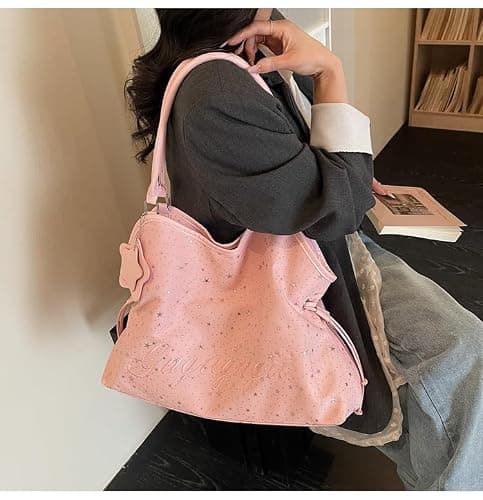 JQWYGB Polka Dot Hobo Tote Bag Y2k Hobo Shoulder Bag for Women Polka Dot Slouchy Tote Handbag for Work Travel thumbnail 7