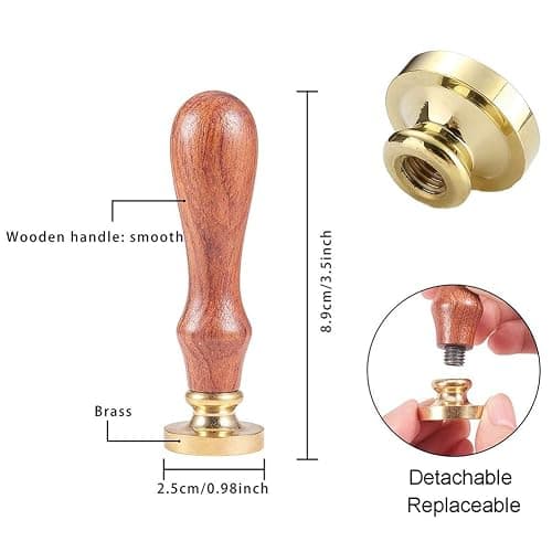 CRASPIRE Wax Seal Stamp Button Vintage Sealing Wax Stamps 25mm Removable Brass Head Sealing with Wooden Handle for Halloween Wedding Invitations Christmas Xmas Thanksgiving Party Gift Wrap thumbnail 2