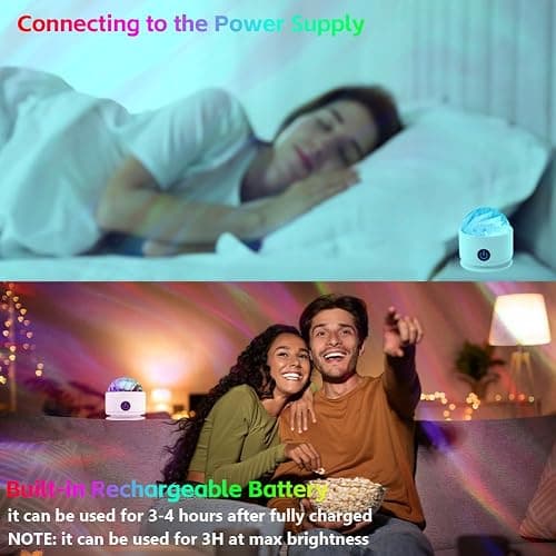 vsshe Projecteur Ciel Étoilé, 16 Couleurs LED Vague Océanique Projecteur, Projecteur de Galaxie avec Télécommande, Luminosité Réglables, Rechargeable, Veilleuse pour Chambre, Enfants, Adultes thumbnail 6