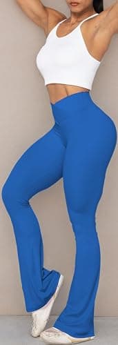 Sunzel Flare Leggings, Crossover Yoga Pants with Tummy Control, High-Waisted and Wide Leg thumbnail 7