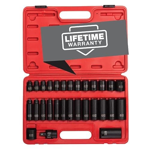 SUNEX TOOLS 3330, 3/8 Inch Drive Master Impact Socket Set, 12-Point, 29-Piece, Metric, 8mm-22mm, Standard/Deep, Cr-Mo Steel, Heavy Duty Storage Case, Includes Universal Joint - Image 1