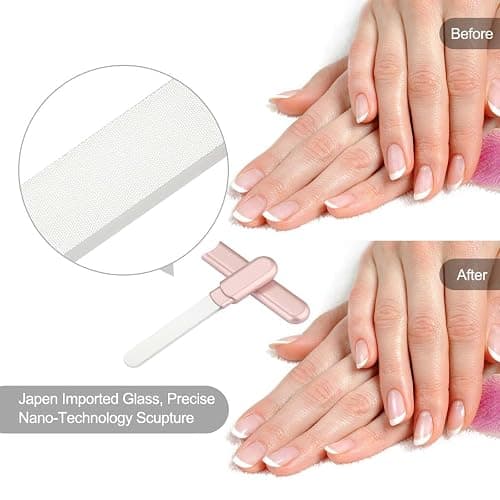 MiDenso Premium Glass Nail File with Case, Crystal Diamond Salon Best Beauty Nail Buffer for Natural and Acrylic Nails Christmas Gift for Woman and Man,Apricot thumbnail 8