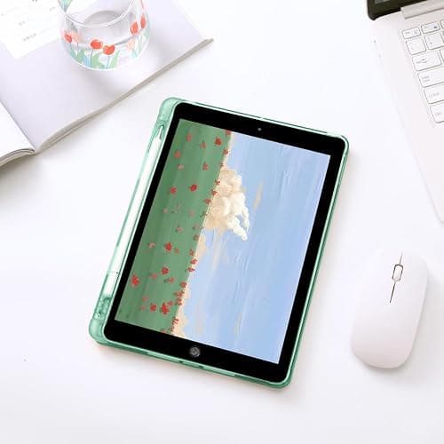 JOYLAND Funny Goose Cartoon Pad Case for 10.2 Inch iPad 9th/7th/8th Generation with Pencil Holder, Auto Wake/Sleep for iPad 2021/2020/2019 Cover, Foldable Smart Stand Green Leather Anti-Scratch Case thumbnail 6