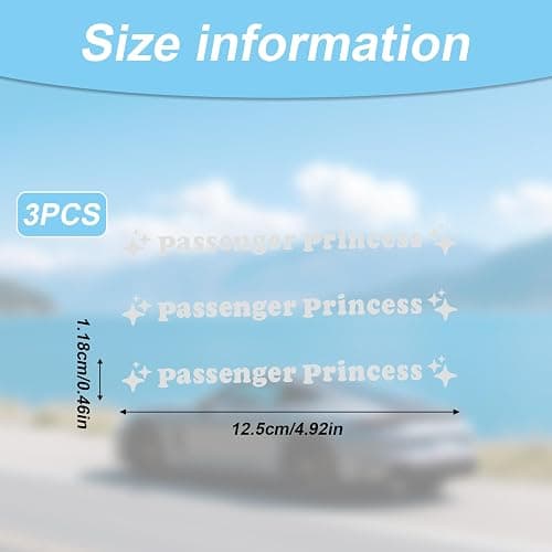 Heqxwl Rear View Mirror Sticker Set 3PCS Vinyl Message Decals for Car Interior Minimal Text Design Daily Reminder Gift for Drivers (White, Passenger Princess) thumbnail 2