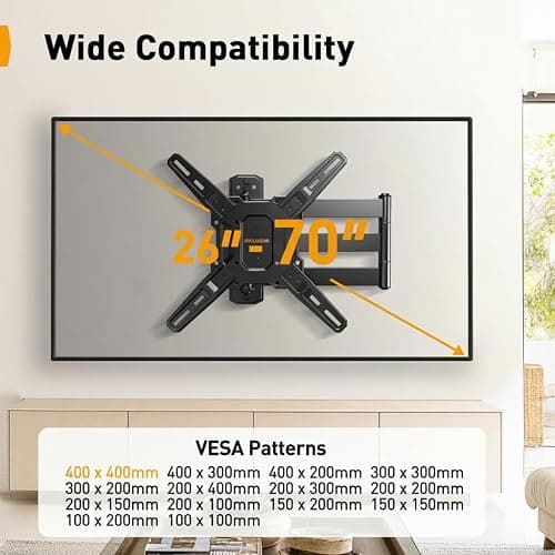 Perlegear Long Arm TV Wall Mount for 26-70 inch TVs up to 100 lbs, Corner TV Mount Bracket with 31.65” Extension, Swivel, Tilt Articulating Arms, Max VESA 400x400mm, Full Motion Wall Mount PGMF25B thumbnail 2