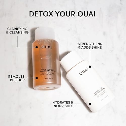 OUAI Detox Shampoo & Medium Hair Conditioner Bundle - Clarifying Shampoo for Build Up, Dirt, Oil, Product and Hard Water & Hydrating Conditioner for Medium Hair (2 Count) thumbnail 2