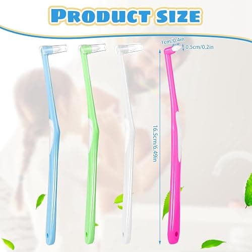 lanjue 8 Pieces End Tuft Toothbrush with Cover, Soft Interdental Brushes Tapered Brush Braces Toothbrush for Orthodontic Braces Detail Cleaning(Blue/Green/Rose Red/White) thumbnail 2