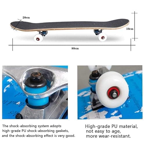 Sumeber Standard Skateboards for Beginners Kids Boys Girls Youths Adults Starter-Complete Skate Boards 31''x 8'' Maple Wood Skateboard thumbnail 3