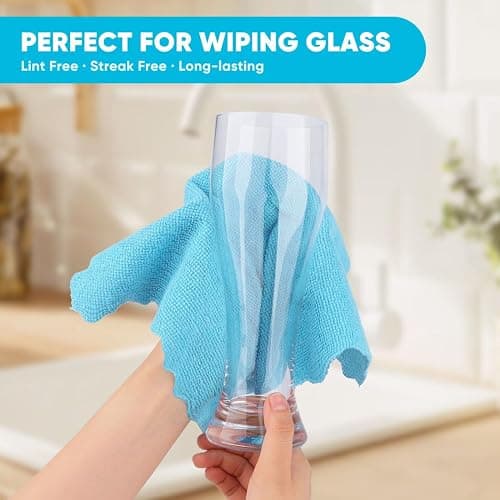 Orighty Microfiber Cleaning Cloth - 24 Pack, Cleaning Rags 12x11 inch | Highly Absorbent Household Cleaning Supplies, Reusable Microfiber Towels Lint Free Cloths for House, Kitchen, Car Care thumbnail 3