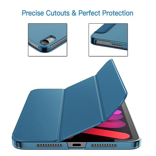 JETech Case for iPad mini (A17 Pro, 2024 Model, 7th Generation) / mini 6 (2021 Model, 6th Generation), Slim Stand Hard Back Shell Smart Cover with Auto Wake/Sleep (Teal) thumbnail 3