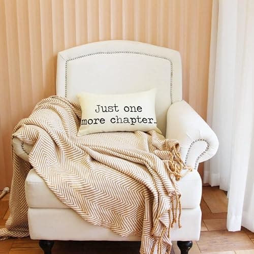 Ogiselestyle Just One More Chapter Lumbar Pillow Cover, 12 x 20 Inch Farmhouse Cushion Case Book Lover Decoration for Sofa Couch thumbnail 2