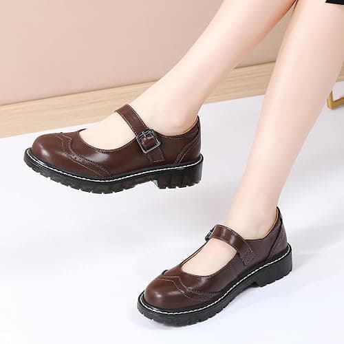 XMM Mary Jane Shoes Women Mary Janes Flats Ladies Oxford Shoes for Women Comfort Leather Round Toe Non-Slip Dressy Casual Cute Girls School Work Shoes thumbnail 9