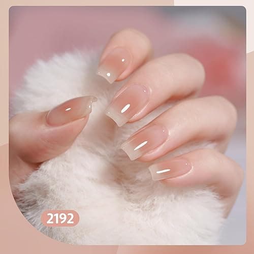 GAOY Jelly Brown Gel Nail Polish Set, 6 Transparent Sheer White Pink Colors, UV Light Cure Gel Polish for Salon and Nail Art DIY at Home thumbnail 5