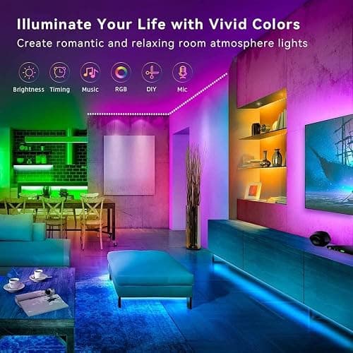 Lcutml 100FT Smart LED Strip Lights , RGB Strip Lights Sync to Music with 40 Key Remote Controller LED Lights for Bedroom, Christmas Lights decration (Multi-Colored, 100FT) thumbnail 4