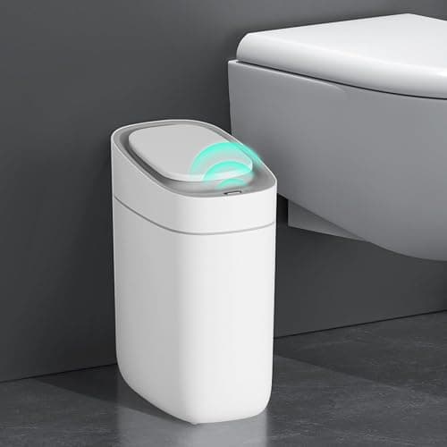 ELPHECO Automatischer Badezimmer-Mülleimer mit Deckel, Sensor, schlank, schmal, aus Kunststoff, wasserdichter Bewegungssensor, für Schlafzimmer, Wohnzimmer, schmalen Raum, 9,5 l thumbnail 8