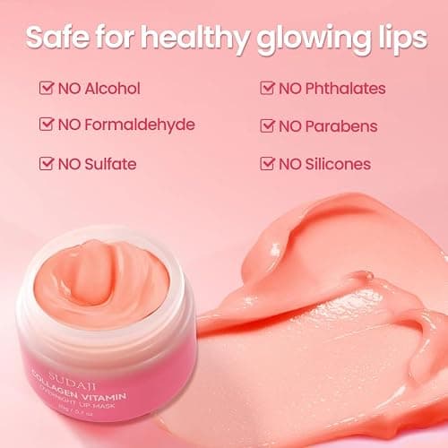 SUDAJI Collagen Lip Mask, Hydrating Lip Balm, Lip Moisture with Hyaluronic Acid & Vitamins E, A- Overnight Sleeping Nourishing Lip Butter Balm for Dry Lips 0.7 Oz​​ thumbnail 6