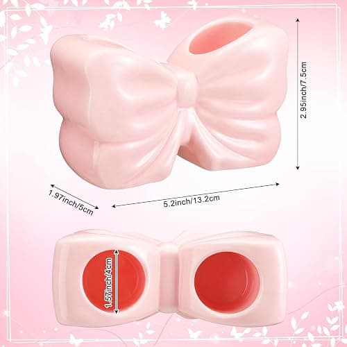 Teenyyou 2 Pieces Coquette Bow Toothbrush Holder, Cute White and Pink Bowtie Toothbrush Holder, Coquette Bowknot Design Ceramic Bathroom Decor, Bathroom Countertop Supplies for Home thumbnail 3