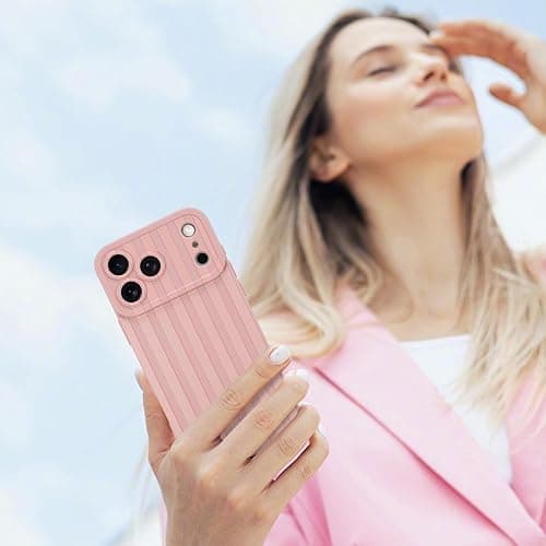 KANGHAR Compatible with iPhone 17 Pro Max Case 2025, Silicone Stripes Cute Pattern, Camera Protection Soft Slim Phone Cover for Girls Women -Pink thumbnail 6