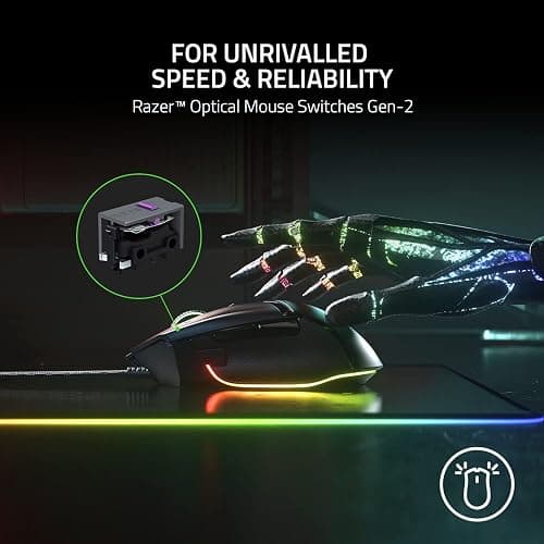 Razer Basilisk V3 Customizable Ergonomic Gaming Mouse: Fastest Gaming Mouse Switch - Chroma RGB Lighting - 26K DPI Optical Sensor - 11 Programmable Buttons - HyperScroll Tilt Wheel - Classic Black thumbnail 6