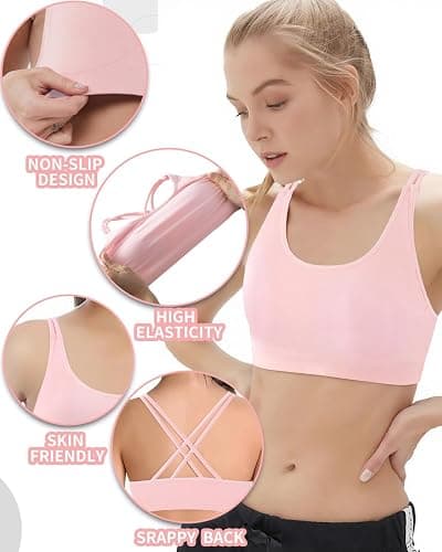 iMuchic Girl Sports Bra Sleeveless Tank Top - Seamless Stretchy Back Crisscross Crop Undershirt Fitness Yoga Bras thumbnail 4