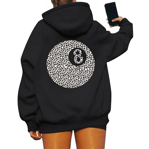 Weripoah 8 Ball Graphic Hoodie Leopard Print Sweatshirts Oversized Hoodies for Women Y2k Vintage Sweatshirt Trendy Pullover thumbnail 6