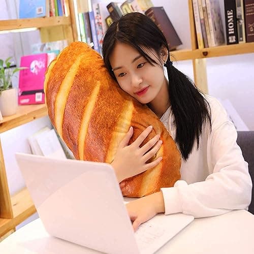 Levenkeness 3D Simulation Bread Shape Plush Pillow,Soft Butter Toast Bread Food Cushion Stuffed Toy for Home Decor 23.6" thumbnail 4