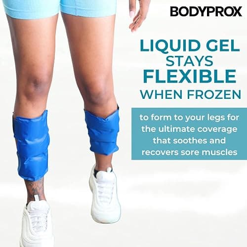 BODYPROX Shin Splint Ice Pack 2 Pack - Reusable Cold and Hot Wrap for Shin Splints Pain Relief, Flexible Ice Pack for Runners thumbnail 4