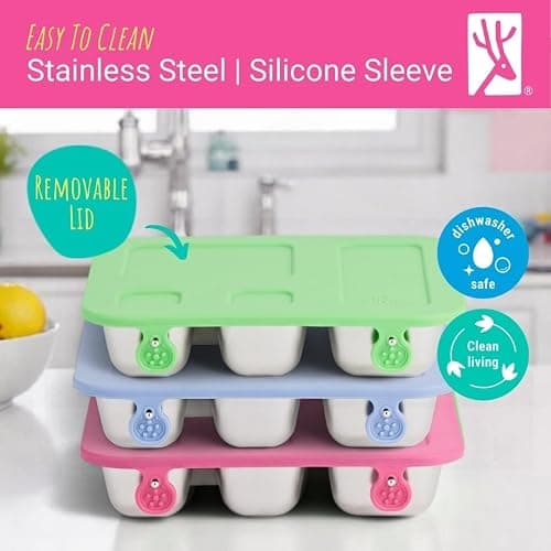 Elk and Friends Kids Stainless Steel Bento Box with Silicone Lid | Leak-Proof | Toddler Lunch Container | 4 Compartments | Dishwasher Safe thumbnail 7