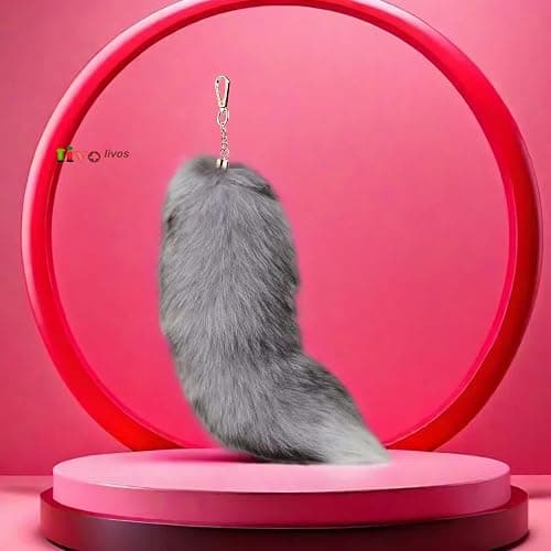 Iivos Fluffy Therian Fox Tail Keychain - Soft Plush Accessory for Cosplay, Ren Faire, and Everyday Use - Detailed Design thumbnail 3