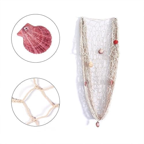 Rosoz Nature Fish Net Wall Decoration with Shells, Ocean Themed Wall Hangings Fishing Net Party Decor for Pirate Party,Wedding,Photographing Decoration thumbnail 3