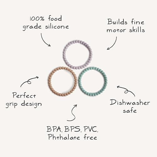 mushie Pearl Teether Bracelet | 3-Pack (Clary Sage/Tuscany/Desert Sand) - (Clary Sage/Tuscany/Desert Sand) thumbnail 7