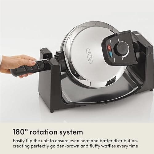 bella Classic Rotating Belgian Waffle Maker with Nonstick Plates, Removable Drip Tray, Adjustable Browning Control and Cool Touch Handles, Stainless Steel thumbnail 6