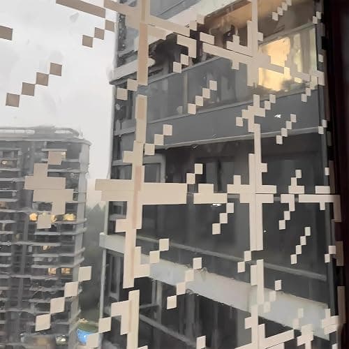 16Pcs Modern Pixel Pattern Window Privacy Film,Self-Adhesive Glass Sticker, Geometric Design,33x33cm thumbnail 6