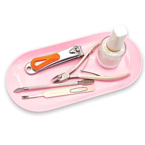 cgllwnmix Nail Tray Pink Manicure Tool Tray Display Nail Art Dish Storage Oval Manicure Tray Jewelry Rhinestone Cosmetics Organizer Decorative Small Storage Plate - Image 1