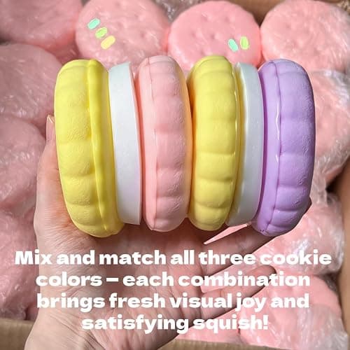 SUISUILE Slow Rising Squishy Toys, Super Soft Cookie-Shaped Slow Rise Squishies, 3 Layers Realistic Squishy Food Fidget Toy, Food Squishies for Decompression Stress Relief thumbnail 5