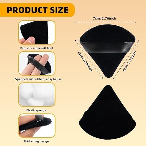 ZHIYE 4pcs Triangle Powder Puffs, Reusable Face Makeup Puff, Multifunctional Facial Makeup Tool Wet, Dry Dual-Use Makeup Sponge for BB CC Cream Liquid Foundation(BLack) thumbnail 2